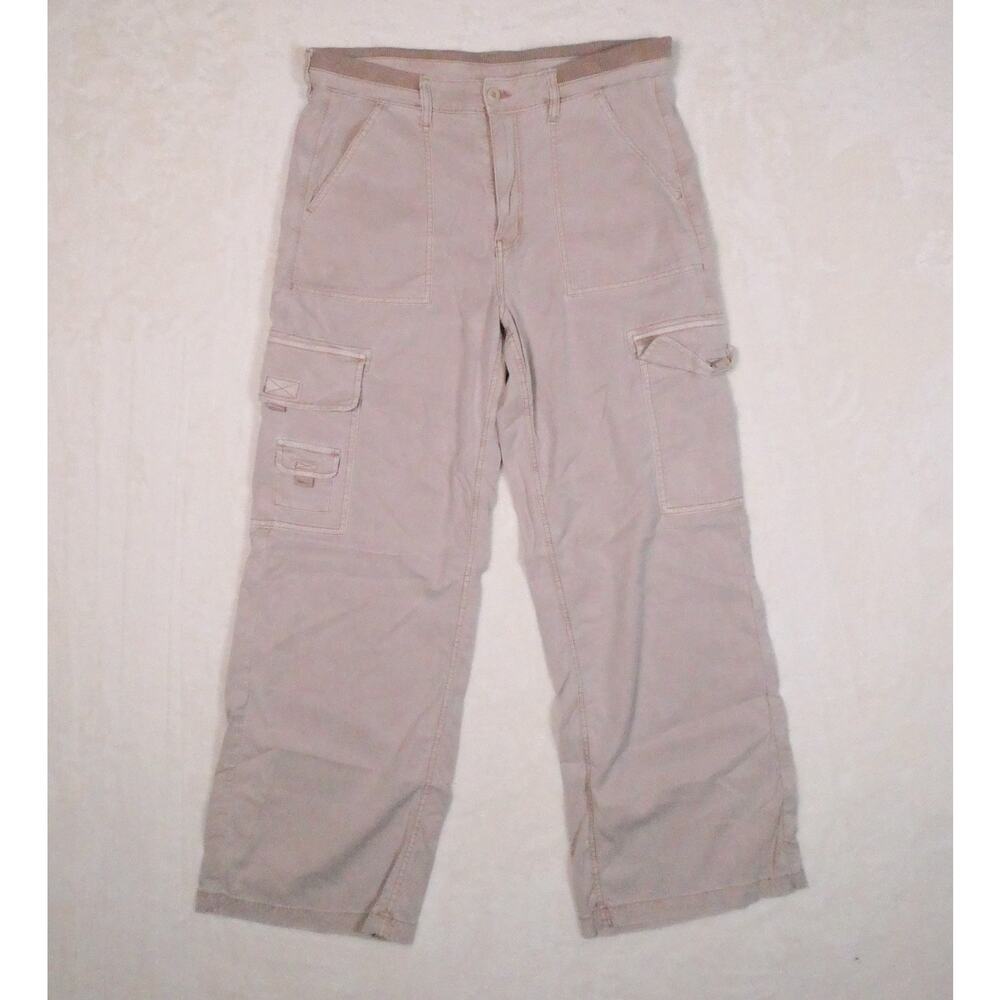 American Eagle Khaki Straight Leg Cargo Pants Sz 12 Lyocell Y2K Slouchy Stretch